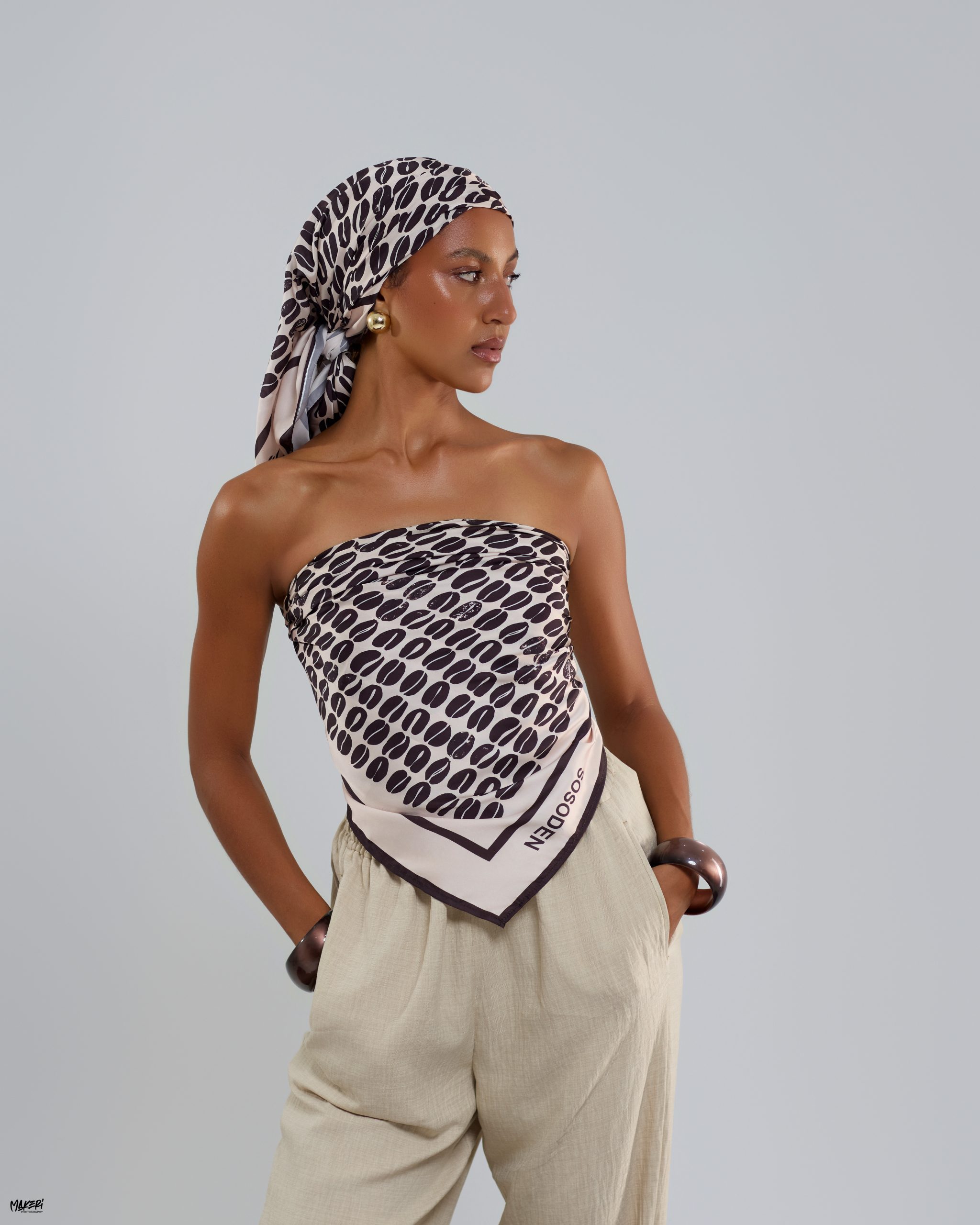 Carré de soie Brown Roots - SosoDen